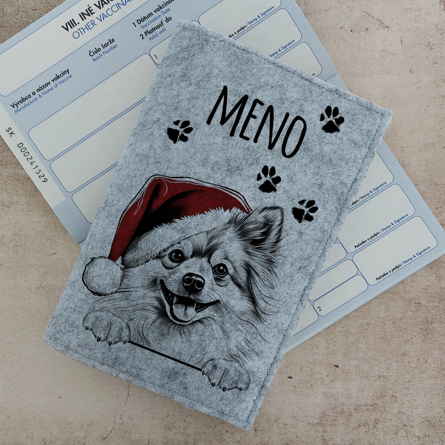 Obal na očkovací preukaz Pomeranian Santa