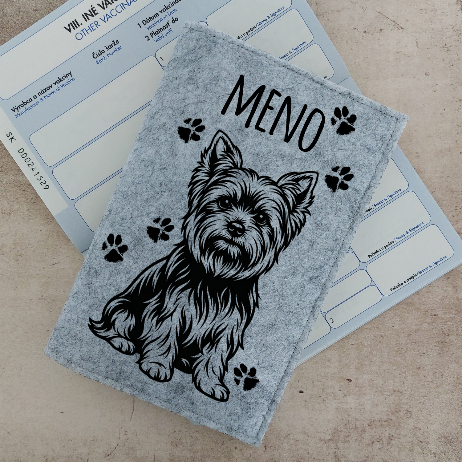 Obal na očkovací preukaz (petpass) Jorkšír 2