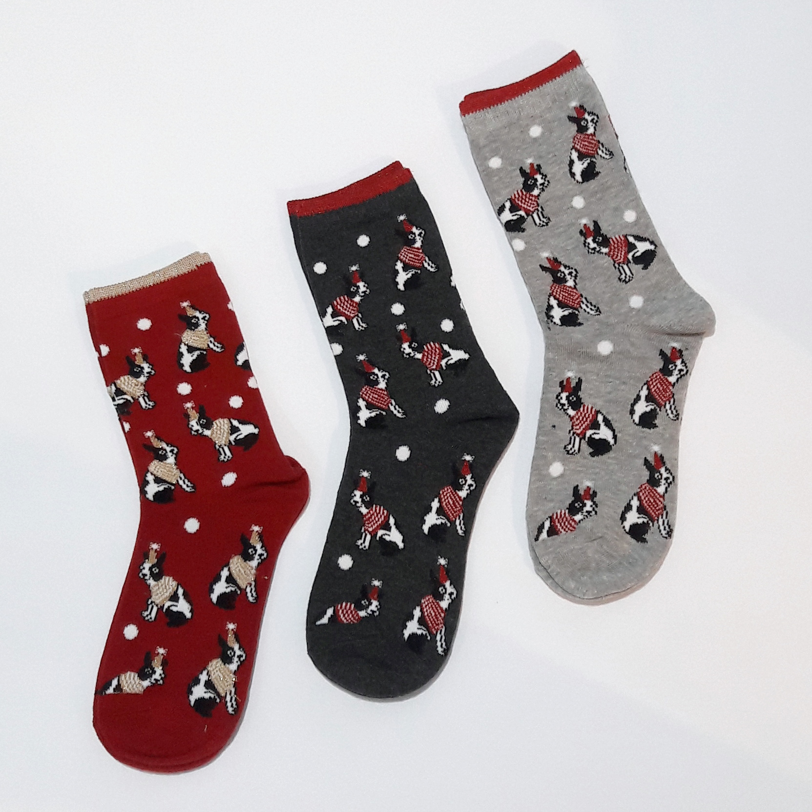Ponožky  Bostonský teriér Vianoce